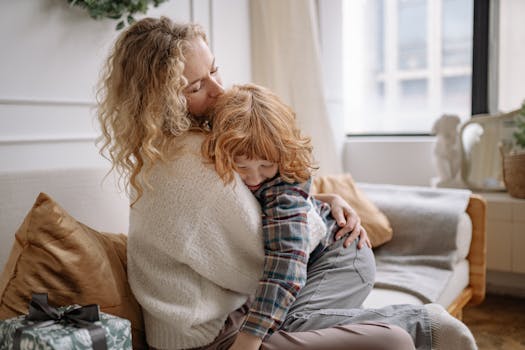 mother son hug photo